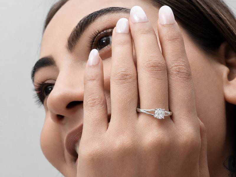 Silver Round Solitaire Split-Shank Ring – view 4