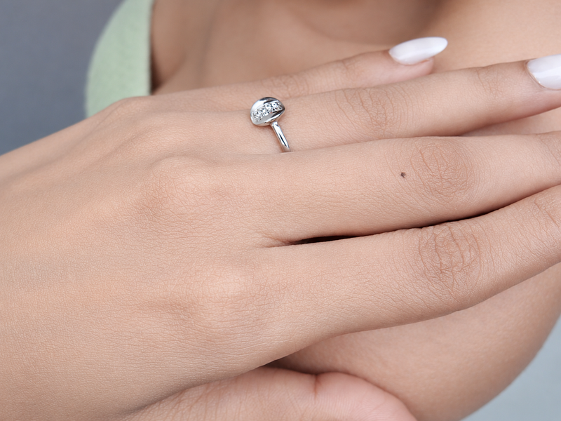 Silver Cushion Pave Panel Ring – view 4