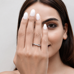 Silver Pave Chevron Leaf Band Ring – view 4