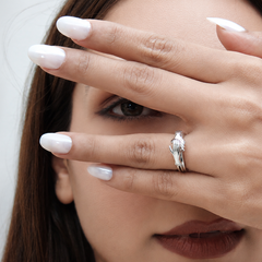 Silver Triple Interlocking Band Ring Set – view 2