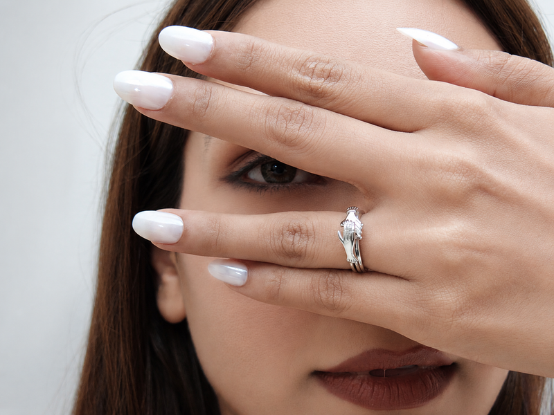 Silver Triple Interlocking Band Ring Set – view 2