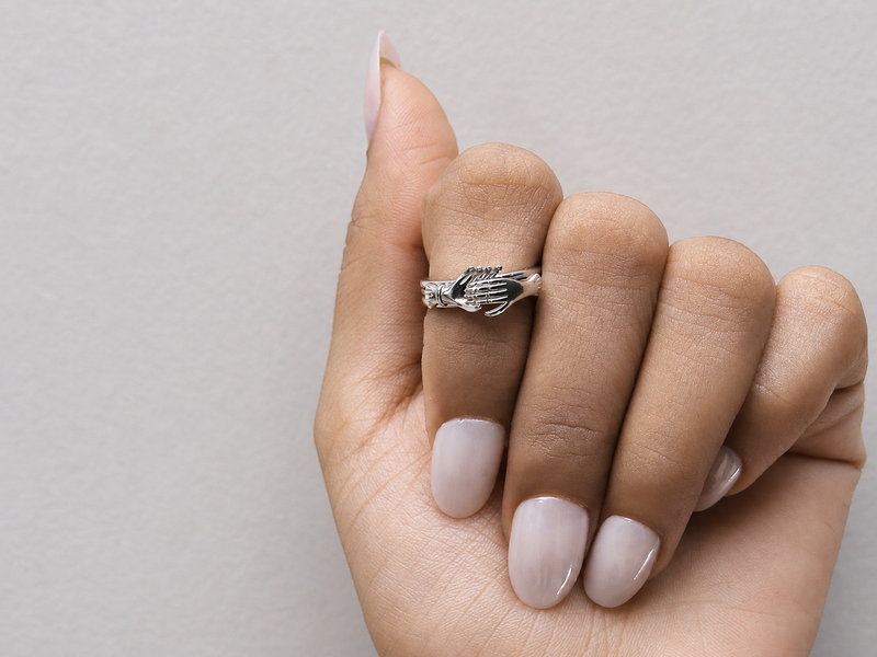 Silver Triple Interlocking Band Ring Set – view 3