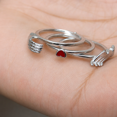 Silver Triple Interlocking Band Ring Set – view 4
