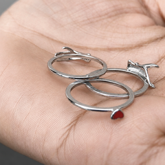 Silver Triple Interlocking Band Ring Set – view 5