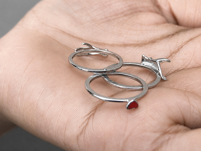 Silver Triple Interlocking Band Ring Set – view 5