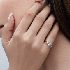 Silver Pave Five-Petal Flower Openwork Ring – view 3