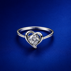Silver Solitaire Open Heart Ring