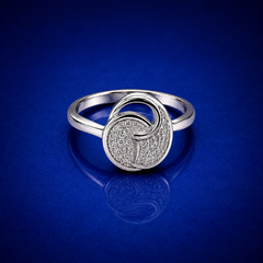 Silver Pave Swirl Disc Ring