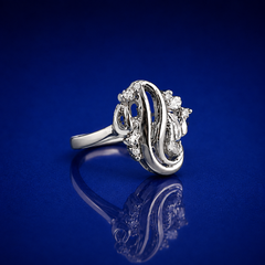Silver Swirl Scroll Openwork Cocktail Ring