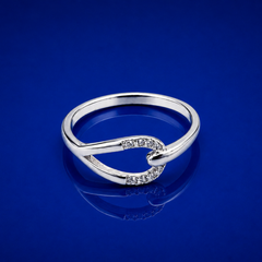 Silver Interlocking Pave Loop Ring