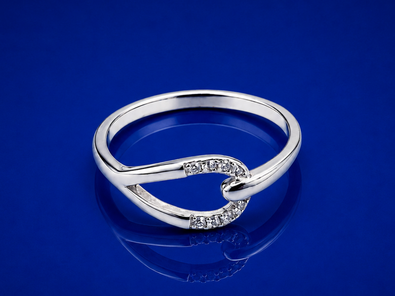 Silver Interlocking Pave Loop Ring