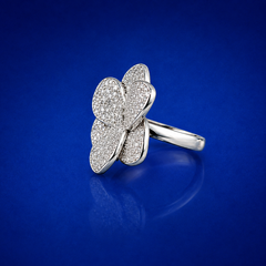 Silver Pave Butterfly Statement Ring
