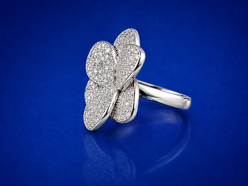 Silver Pave Butterfly Statement Ring