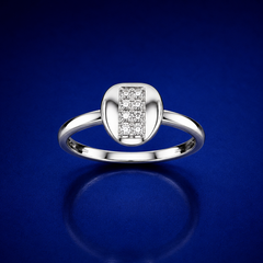 Silver Cushion Pave Panel Ring