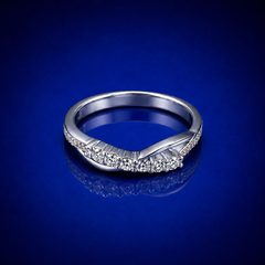 Silver Pave Chevron Leaf Band Ring
