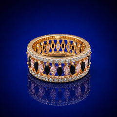 Golden Wide Marquise Eternity Band Ring