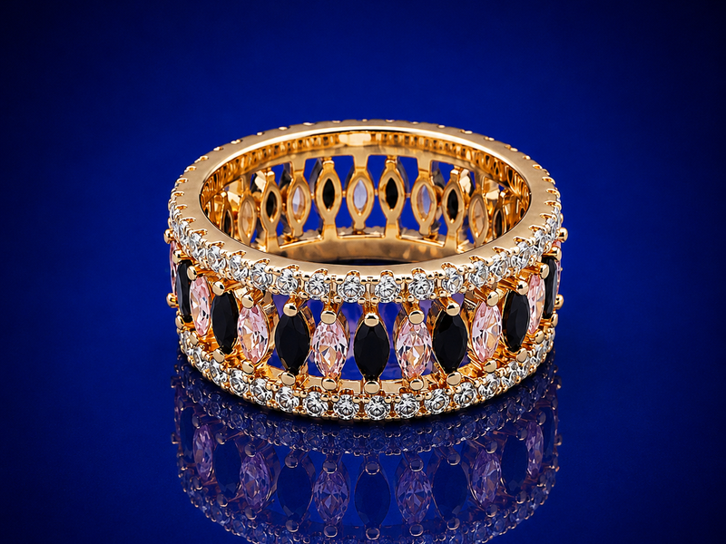 Golden Wide Marquise Eternity Band Ring