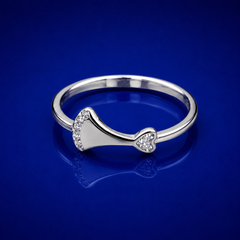 Silver Slim Pave Bow Ring