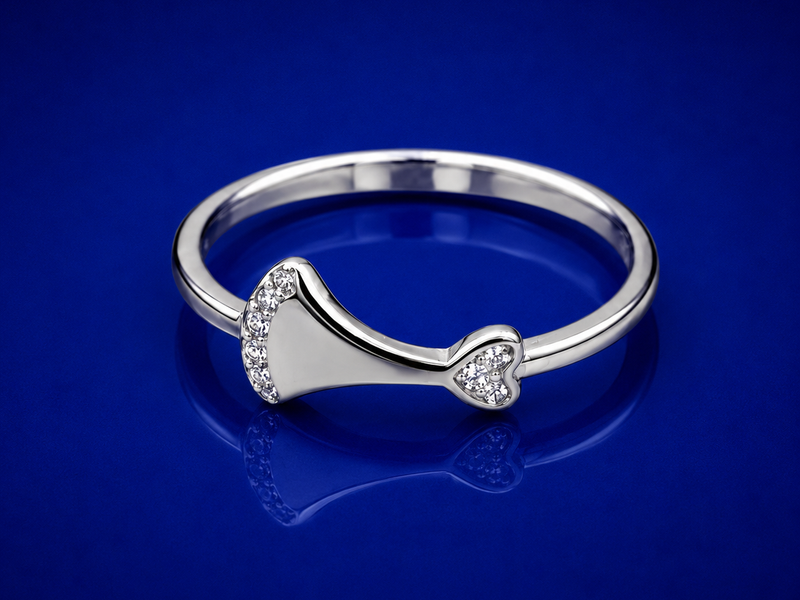 Silver Slim Pave Bow Ring