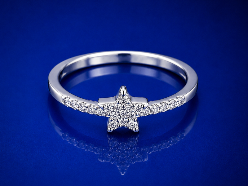 Silver Pave Star Ring