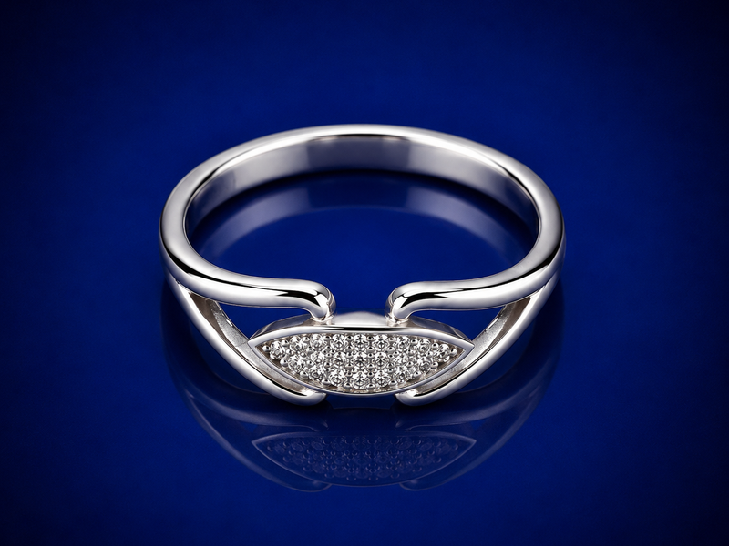 Silver Pave Marquise Bar Ring