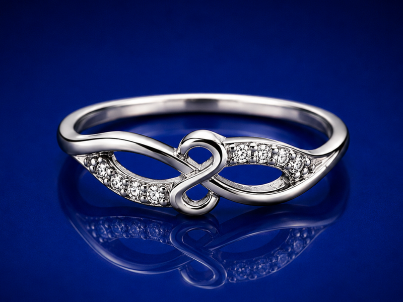 Silver Pave Infinity Bow Ring