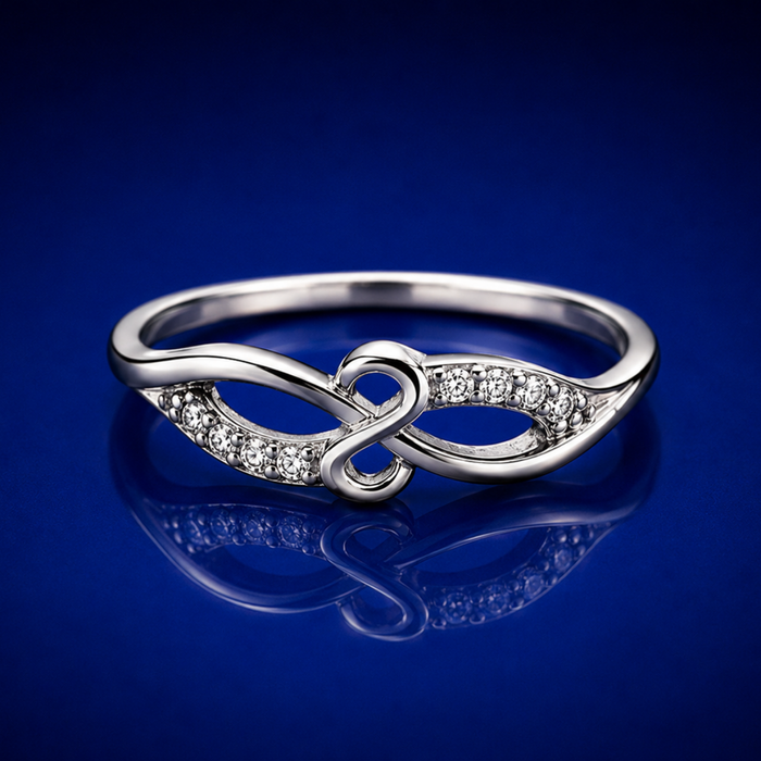 Silver Pave Infinity Bow Ring