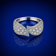 Silver Pave Leaf Wrap Ring