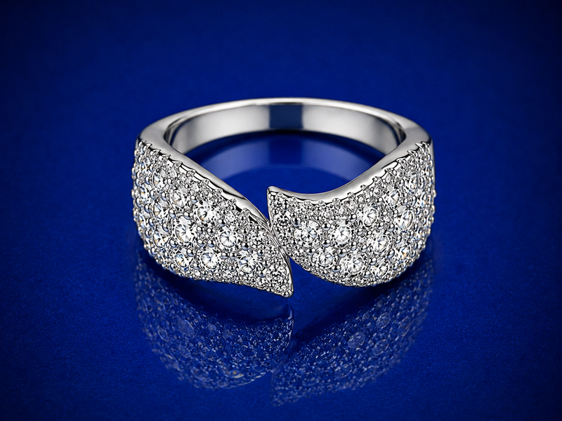 Silver Pave Leaf Wrap Ring