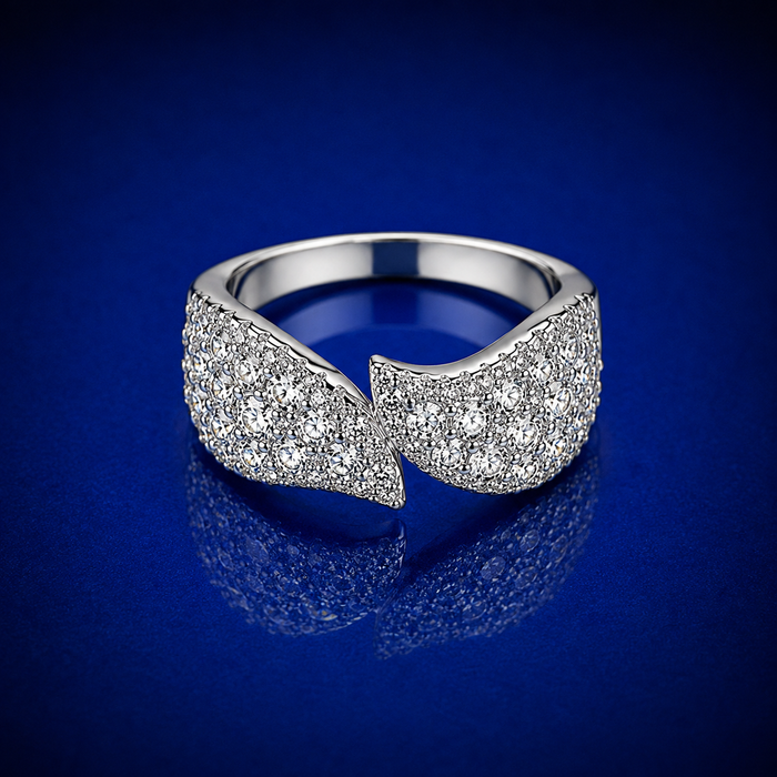 Silver Pave Leaf Wrap Ring