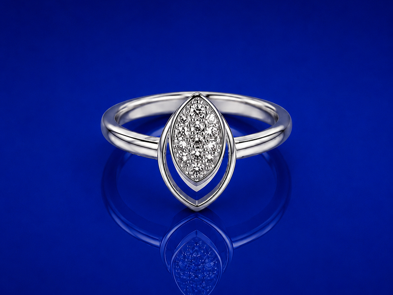 Silver Marquise Pave Cluster Ring