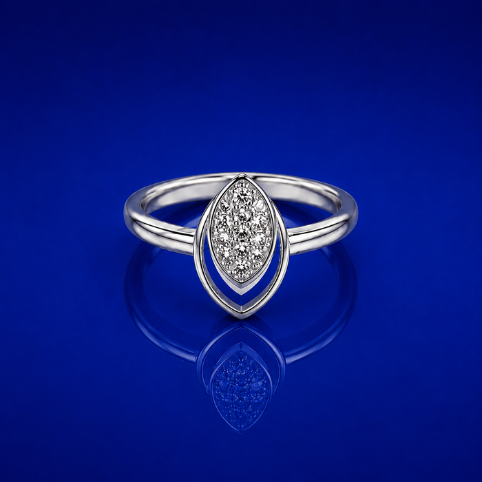 Silver Marquise Pave Cluster Ring