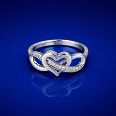 Silver Interlocking Heart & Infinity Ring