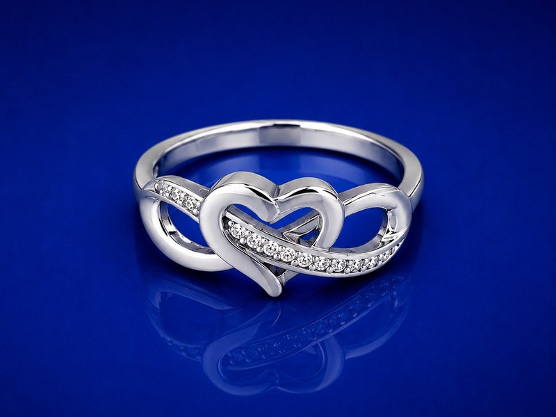 Silver Interlocking Heart & Infinity Ring