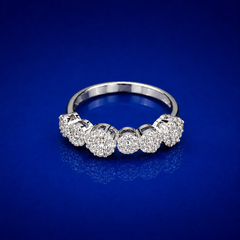 Silver Graduated CZ Cluster Band Ring