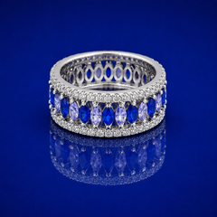 Silver Blue Marquise Eternity Band Ring