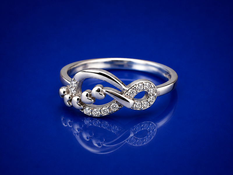 Silver Pave Infinity Knot Ring