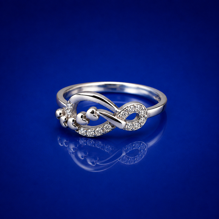 Silver Pave Infinity Knot Ring