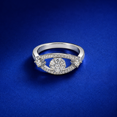 Silver Pave Eye Cluster Ring