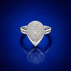 Silver Pave Pear Panel Ring