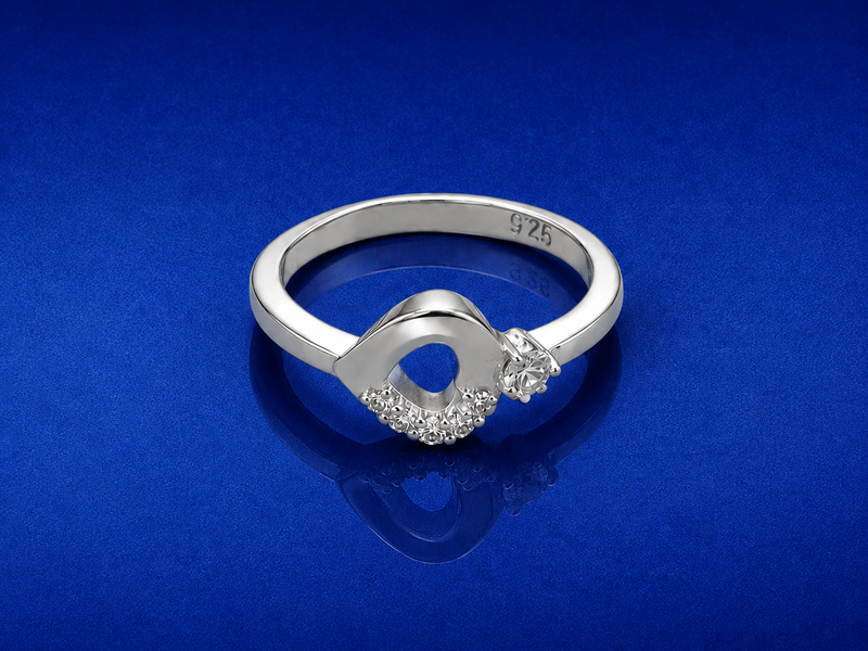 Silver Open Circle CZ Accent Ring