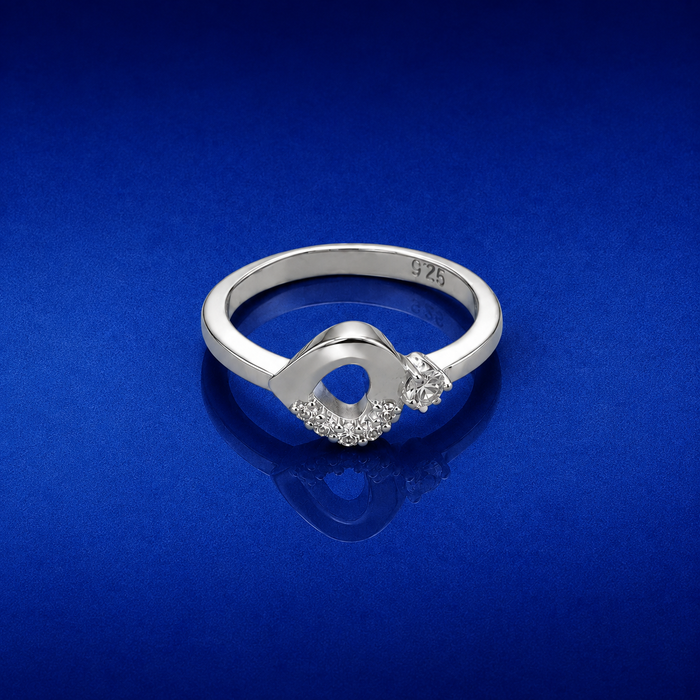 Silver Open Circle CZ Accent Ring