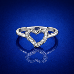 Silver Open Pave Heart Ring