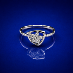 Silver Pave Trefoil Cluster Ring