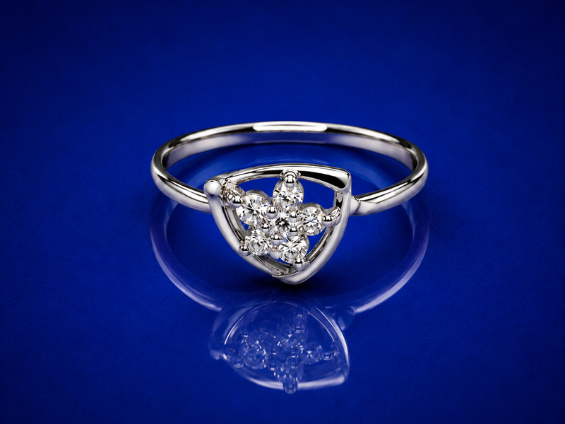 Silver Pave Trefoil Cluster Ring