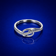 Silver Open Love Knot Pave Ring
