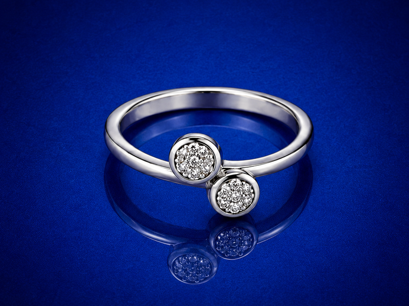 Silver Twin Pave Disc Ring