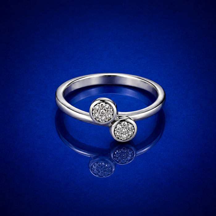 Silver Twin Pave Disc Ring