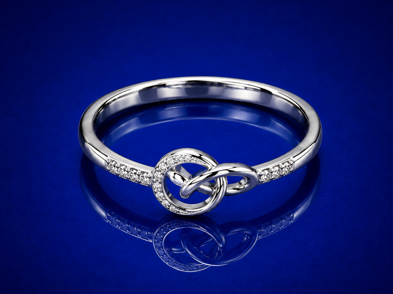Silver Pave Love Knot Ring
