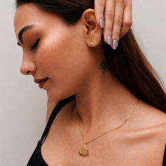 Two-Tone Golden Teardrop Mesh Pendant & Stud Set – view 3